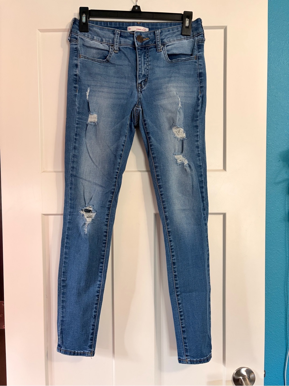 SO Light Blue Distressed Skinny Jeans